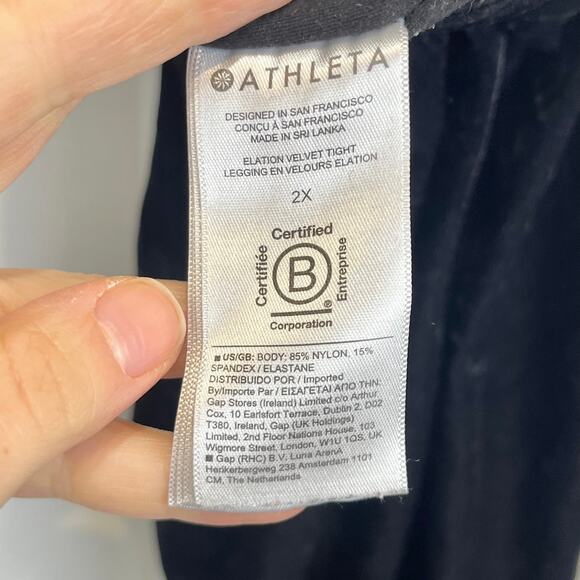 ATHLETA Elation Velvet Tights Yoga Studio Soft Dark Blue Scuro Size 2X Plus - Picture 10 of 12
